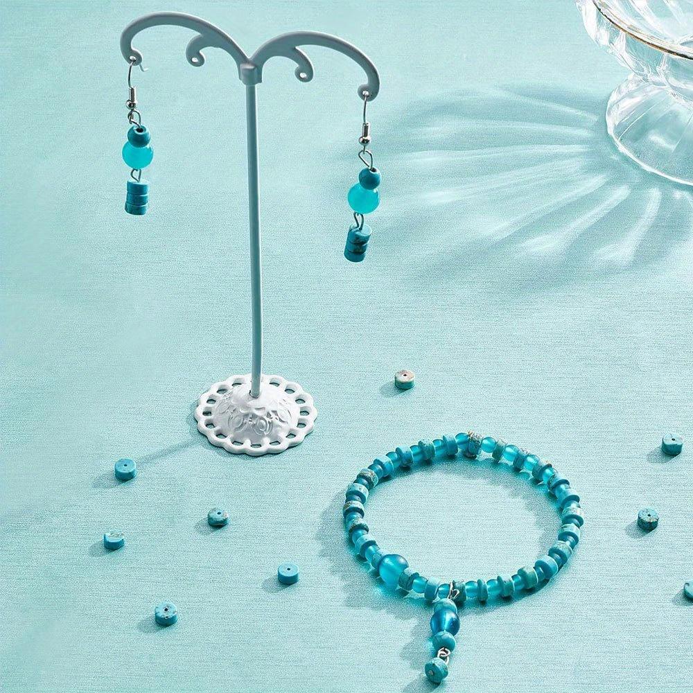 100/500/1000 Natural Turquoise Beads, 6mm Round Black Stone Bead Board Turquoise Gemstone Bracelet Necklace Earrings, Used for Jewelry Making