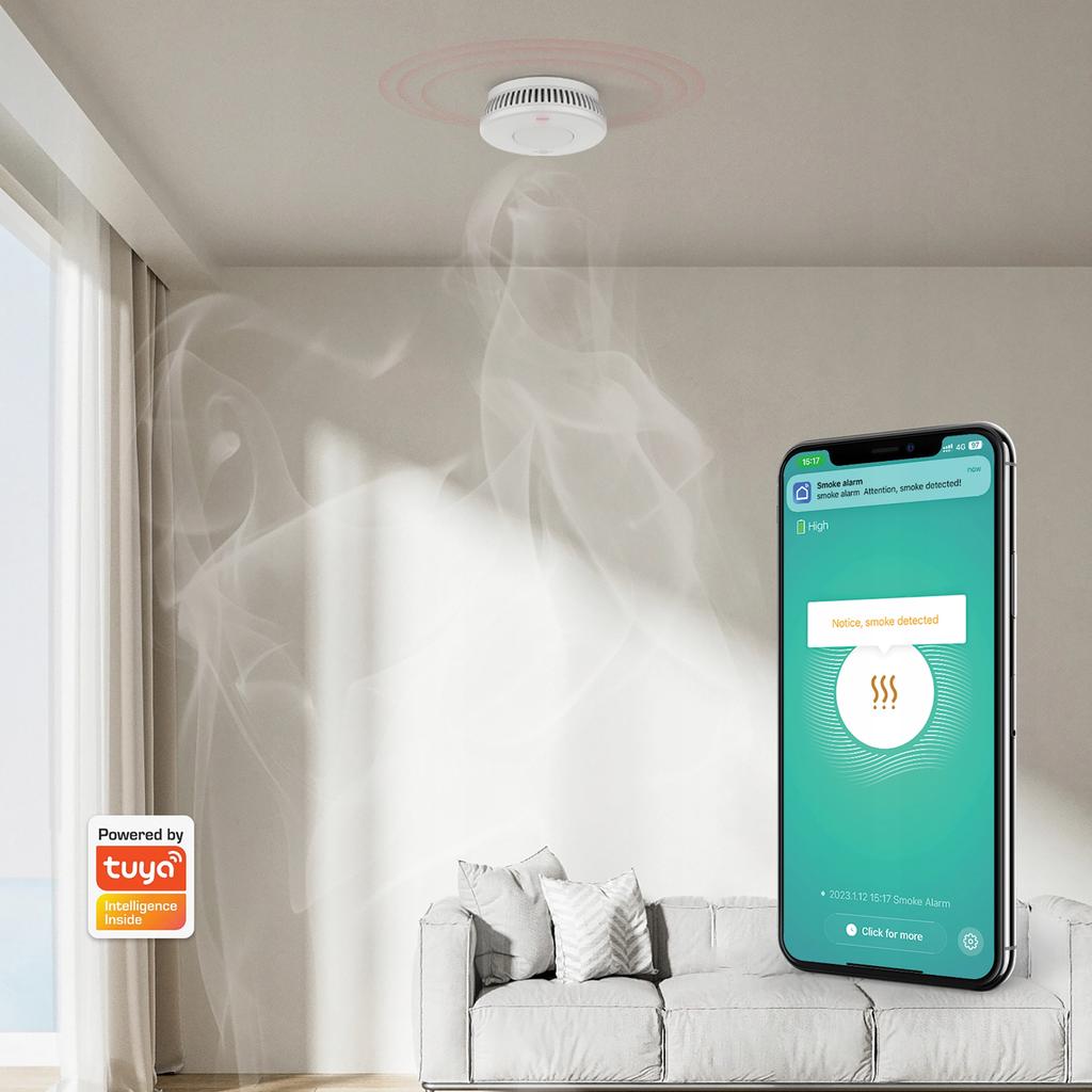 Czujnik dymu wifi technisat smoke sensor 2 aplikacja 10 lat en14604 85 db