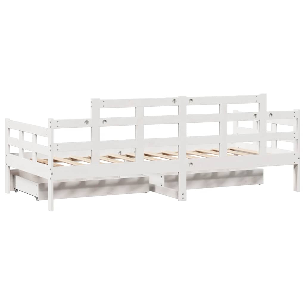 Vidaxl Daybed with Drawers, White, 80X200 Cm, Pine Wood