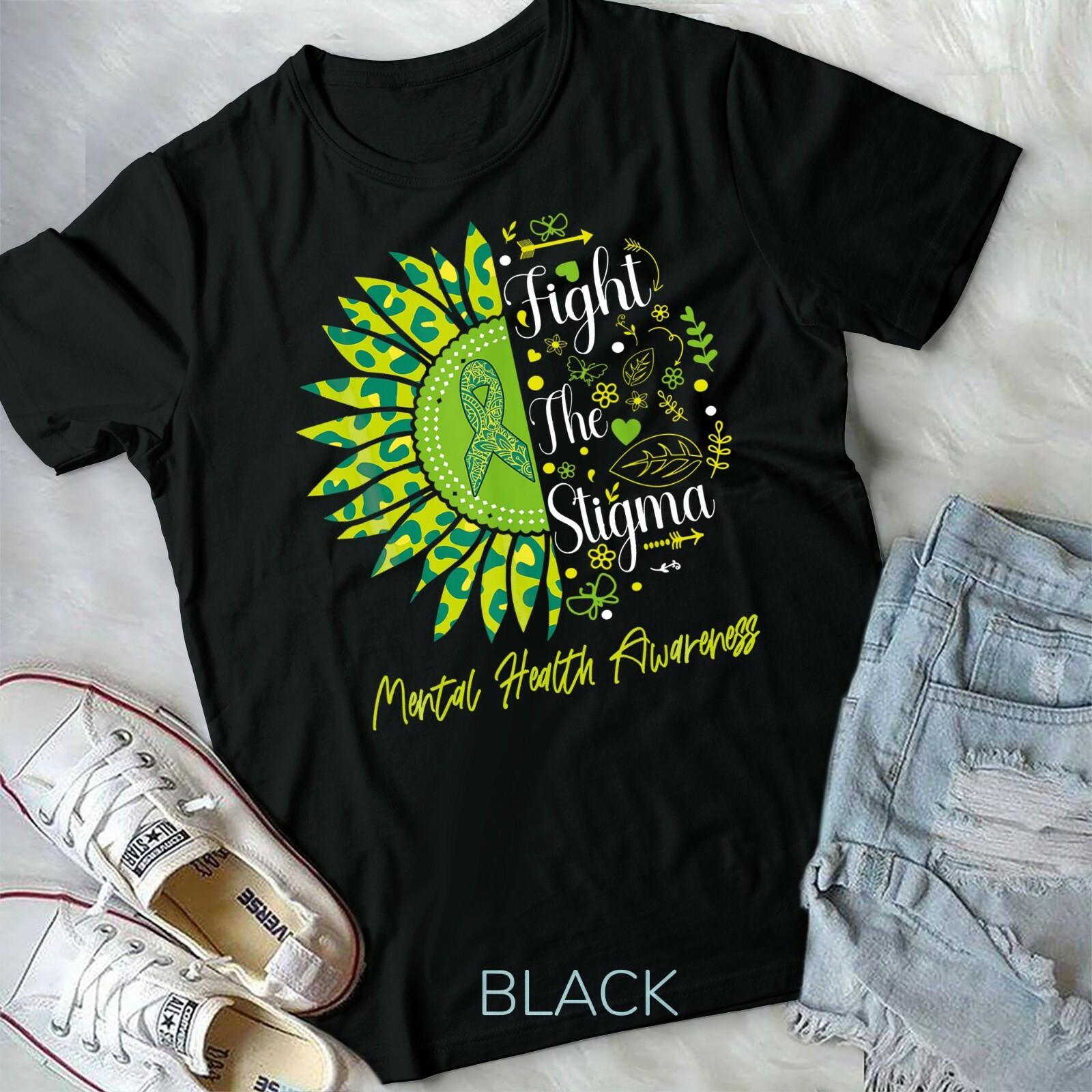 Fight The Stigma Mental Health Awareness Sunflower Leopard Unisex T-shirt XL
