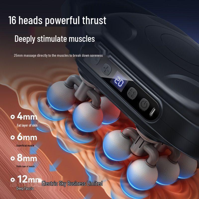 

Профессиональный массажер для мышц с 16 насадками - Высокочастотная вибрация и горячий компресс 8 Heads