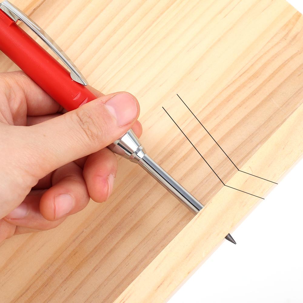 4-1Pack Solid Carpenter Pencil with Refill 40mm Long Nosed Deep Hole Mechanical Pencil Marker for Woodworking Construction
