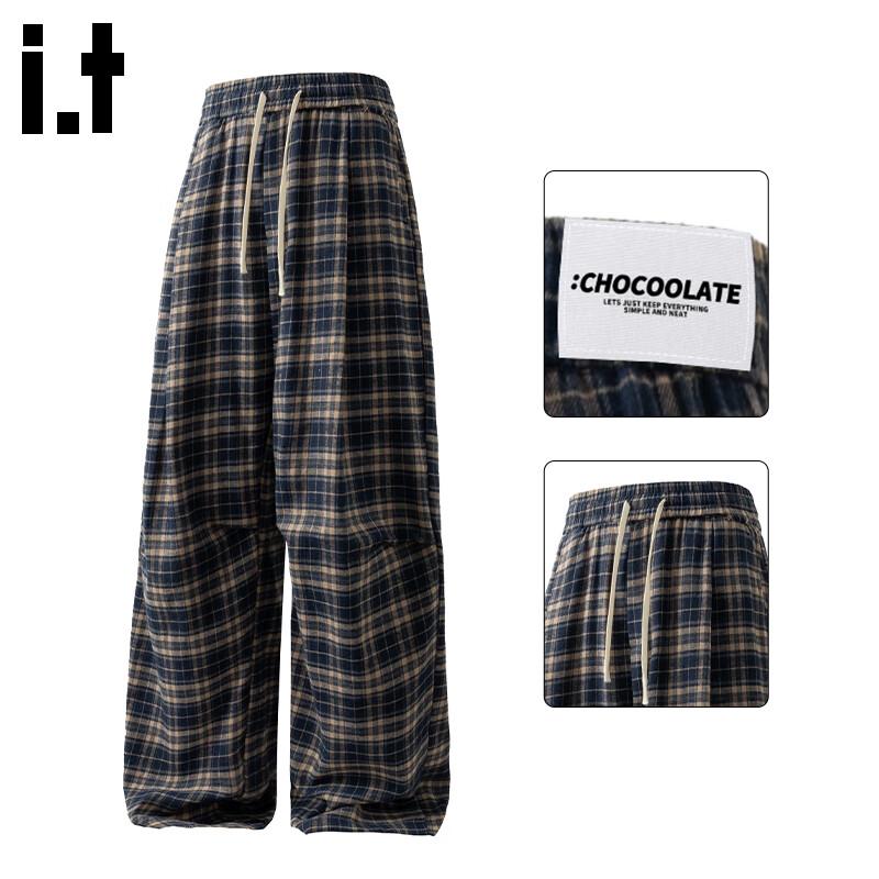 CHOCOOLATEit Men s Retro Plaid Loose Straight Casual Pants XL