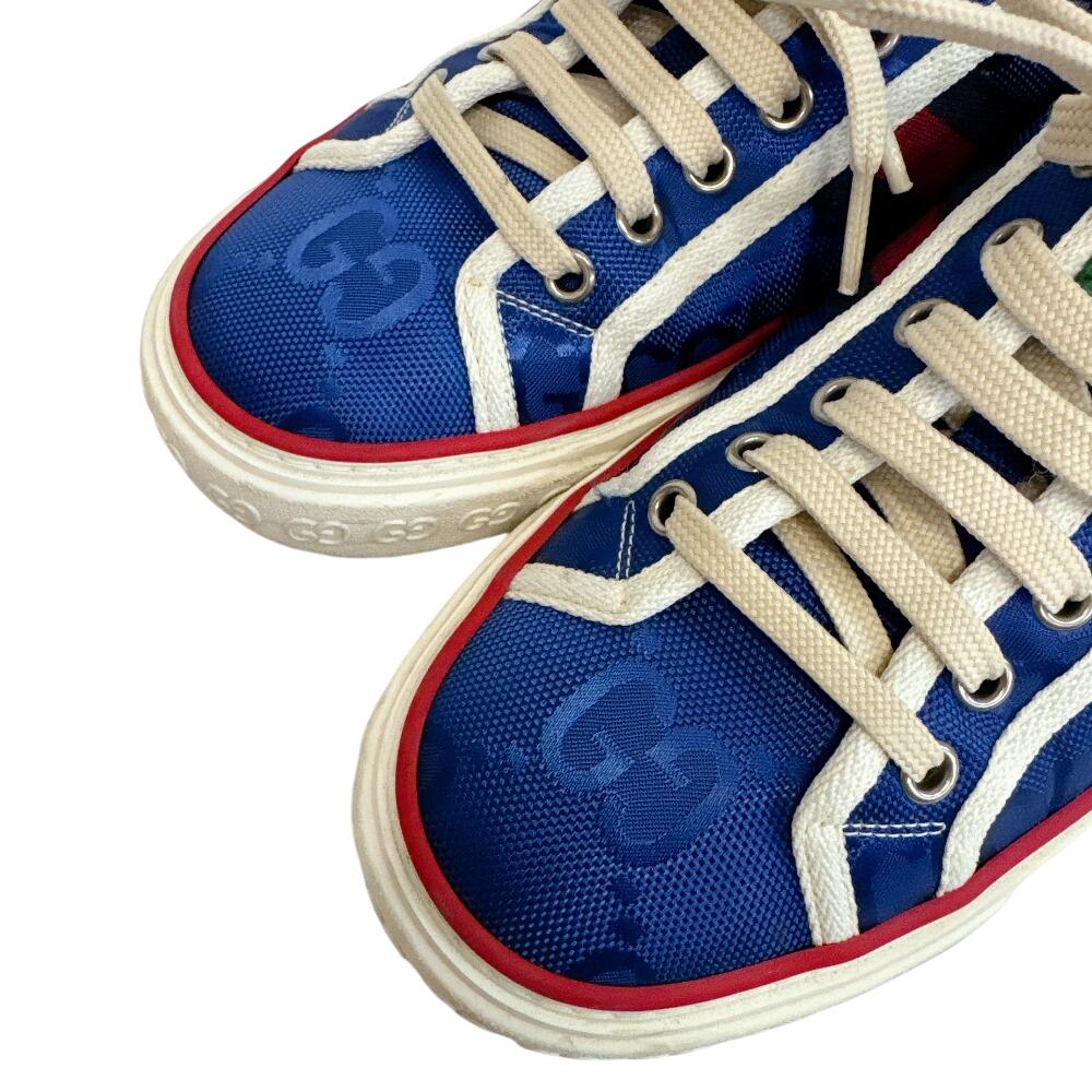 Gucci 606110 GG płótno skóra Tenisowe 1977 sneakersy Zielona skóra Używane