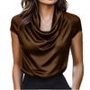 Damen Casual Draping Schwingkragen Kurzarm Top