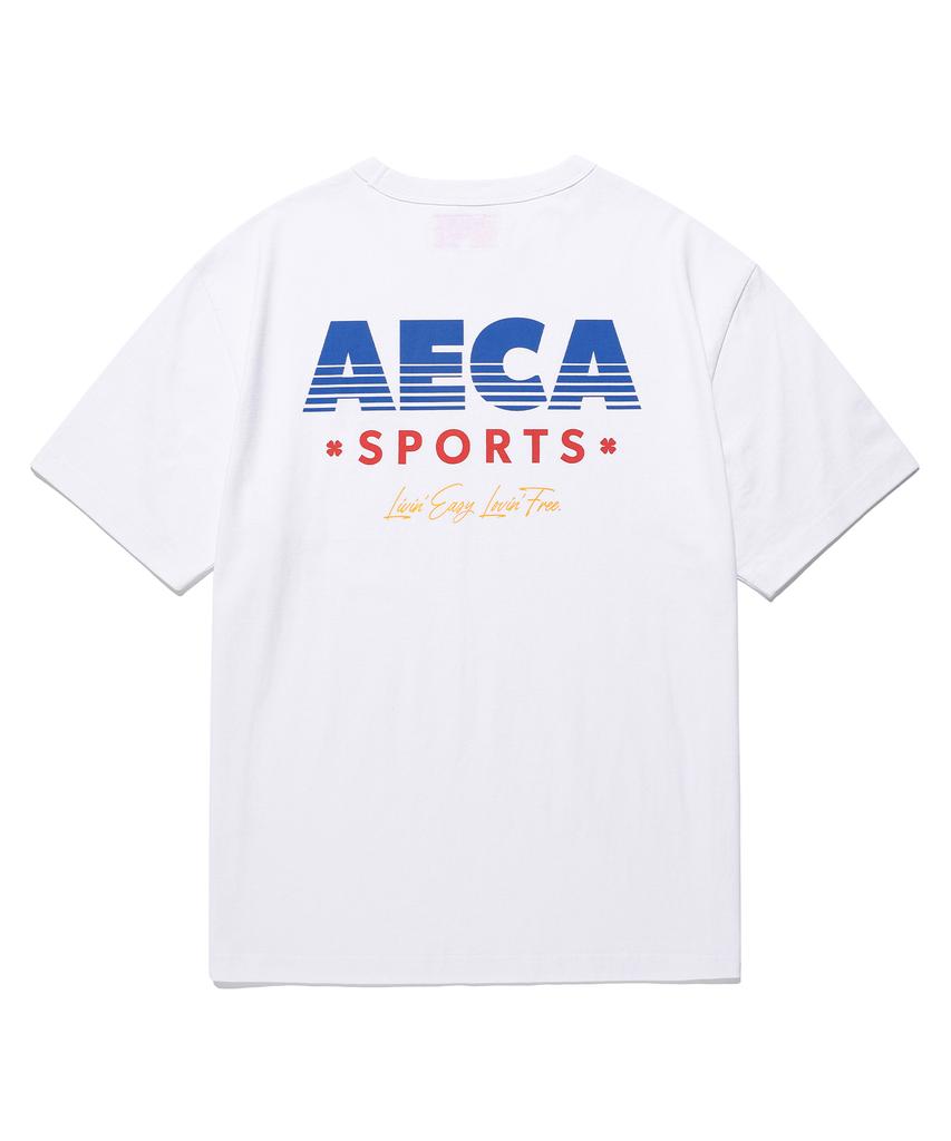 AECA Aeca Retro Sports Graphic Half Sleeve Tee-White