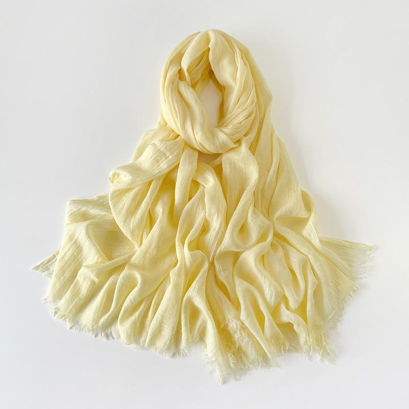 Summer Versatile Cotton and Linen Scarf Shawl Lengthened Solid Color Yarn Shawl Sunscreen Shawl Simple Scarf Silk Scarf Women