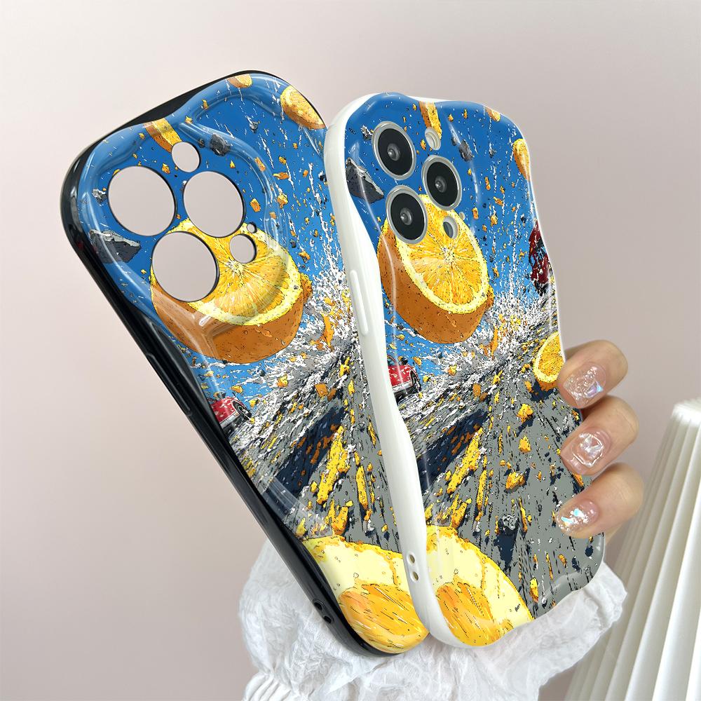 Cute Cartoon Pattern Cream Texture Casing Wavy Edge Soft Silicone Cover Phone Case for Huawei Honor Infinix Tecno iPhone