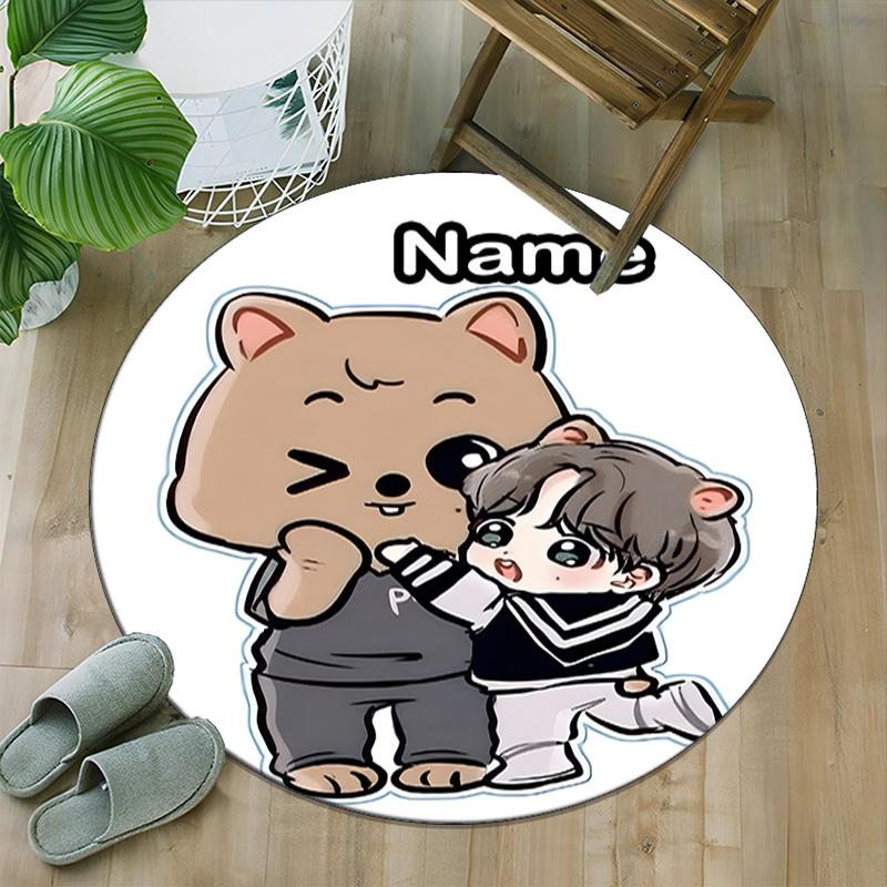 Customizable K-Kpop Team1 Round Non-Slip Carpet - Ideal for Garden, Picnic, Office, Perfect for Decoration, Suitable For All Seasons