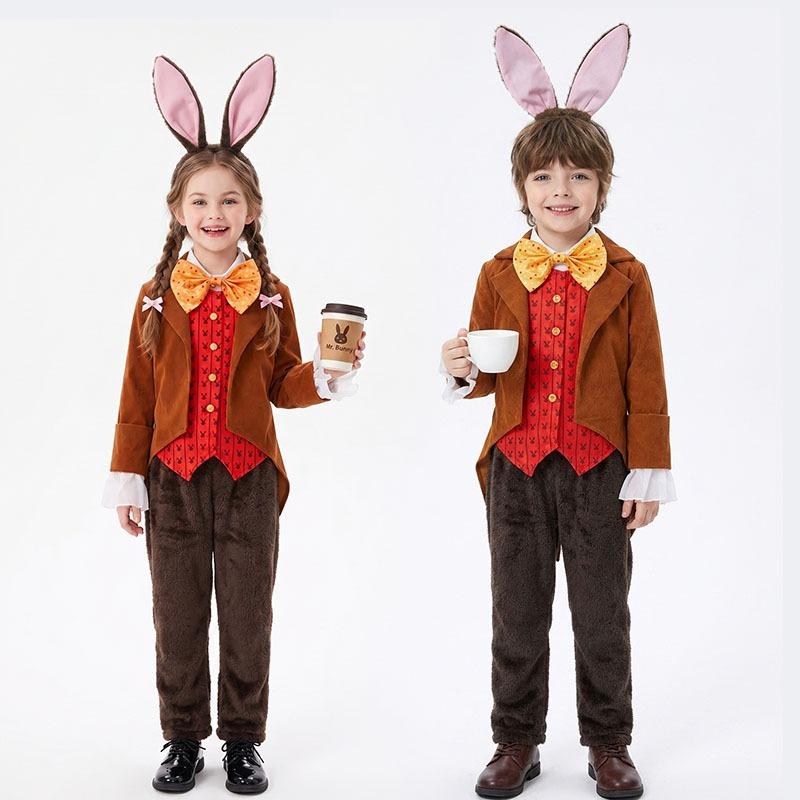 Halloween Children Boys and Girls Alice in Wonderland Bunny Costume Mr. Rabbit Men's and Women's Uniform Suit