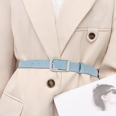 Damen Gürtel, einfarbig, mit Dornschließe, mehrere Löcher, verstellbare Länge, Kunstleder, Bund für Jeans, lange Hosen