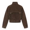 Mens Retro Motorcycle Style Jacket With Metal Rivets Stand Collar Short Fit Elastic Hem
