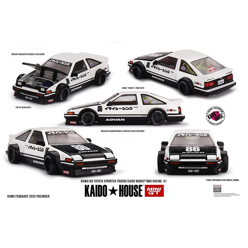 KHMG 180 In Stock 1:64 Toyota Sprinter Trueno AE86 IMAIRACING V1 Diecast Car Model Kaido House MINIGT