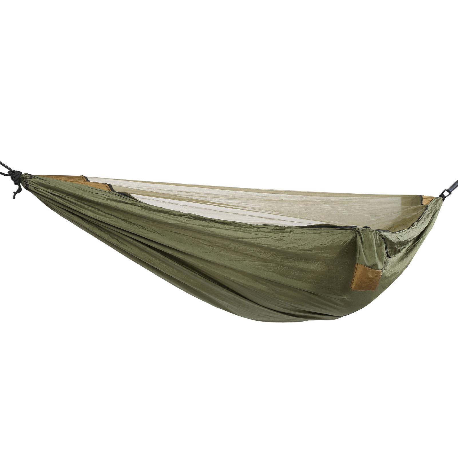 

Single Hammock Outdoor AntiMosquito Portable Sleeping Nylon Camping Bed Net Swing 280x140cm(Army Green Light Tan )