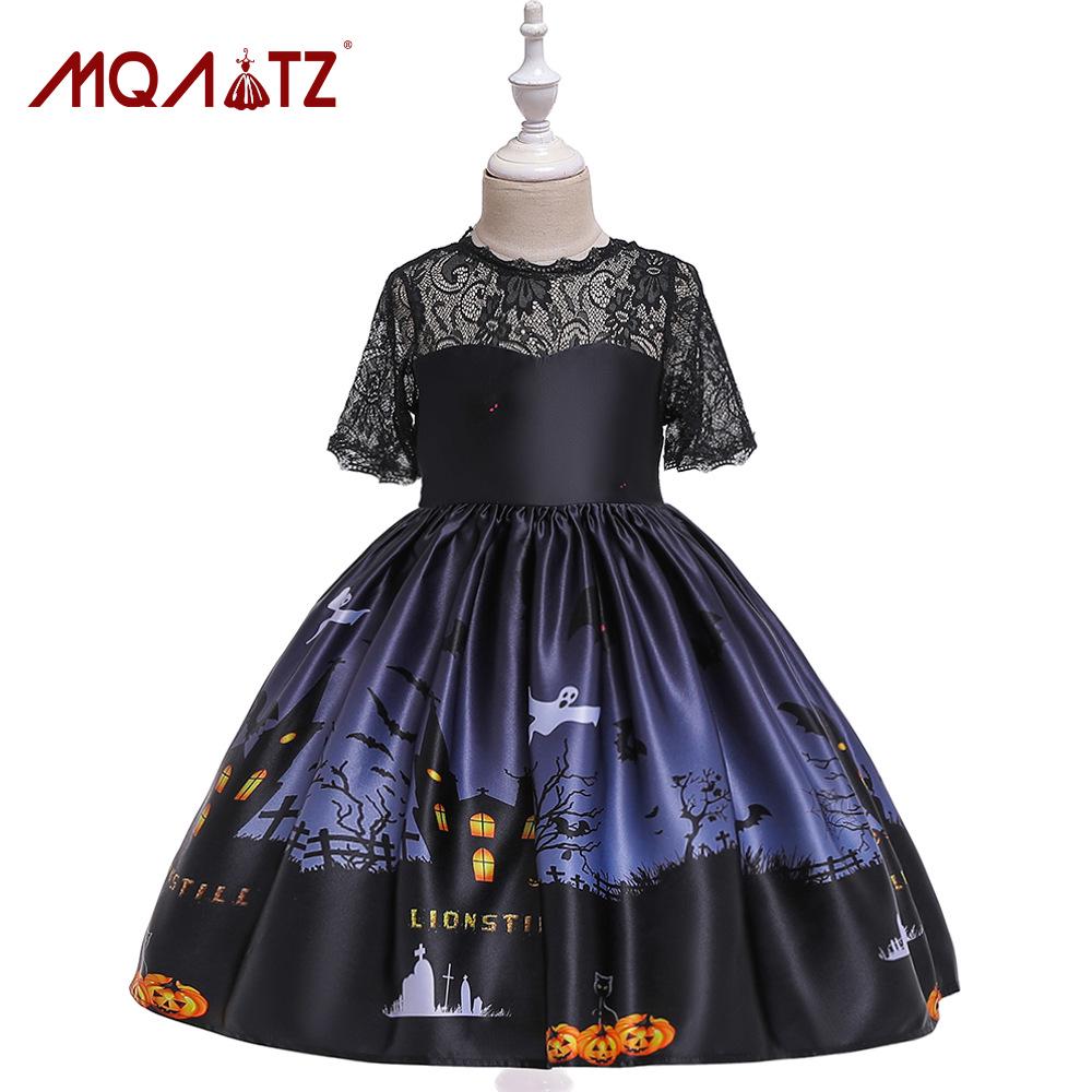 European and American Children's Formal Halloween Pumpkin Witch Cosplay Costume for Girls