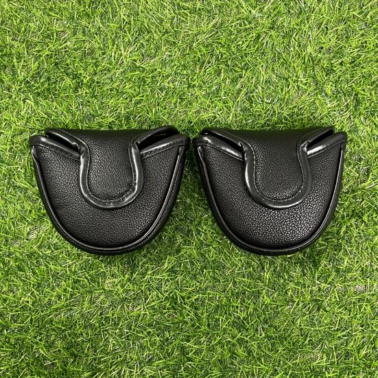 Golf Mallet Putter Cover Magnetic Closure Faux Leather Club Headcover with Skull Pattern for Woods Driver Fairway Hybrid