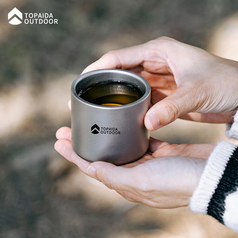Pure Titanium Double Wall Insulated Travel Mug Coffee Tea Wine Camping Lightweight Portable Cup 75ml