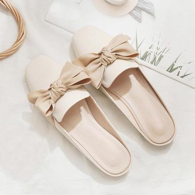 Calzature Estive Ciabatte con Perle Sandali Piatte da Tempo Libero con Fiocco e Ciabatte Donna