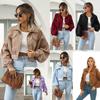 Giacca autunnale in velluto a coste Cappotto da donna Giacche corte per donna Giacche corte Sovracamicia con maniche a lanterna femminile