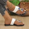 Large Size Summer New Outer Wear Flip-flops Flat-bottomed Slippers Women's Light Fashion Rhinestone Beach Sandals
