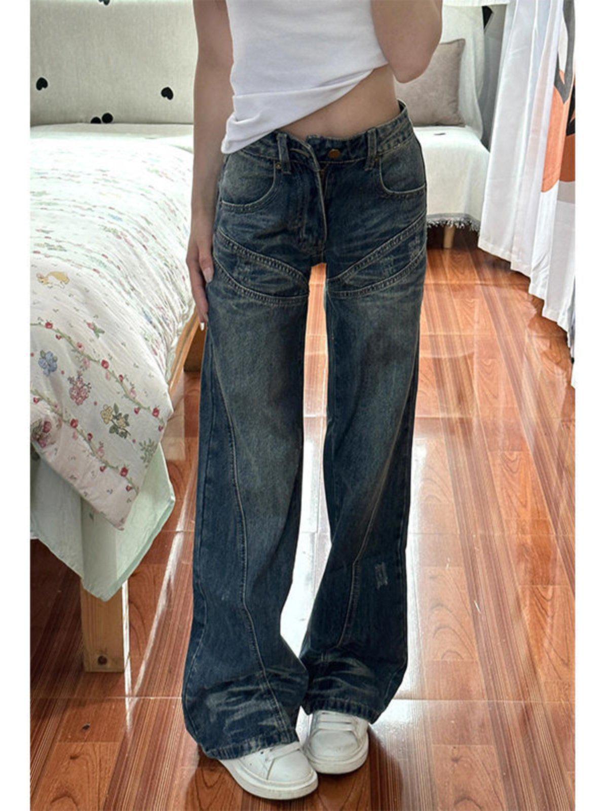 

Women s Petite Retro Wide-Leg Low-Rise Flare Jeans - Hot Girl Style, Loose Fit, Slimming, Non-Clingy. L (106-117 lbs)
