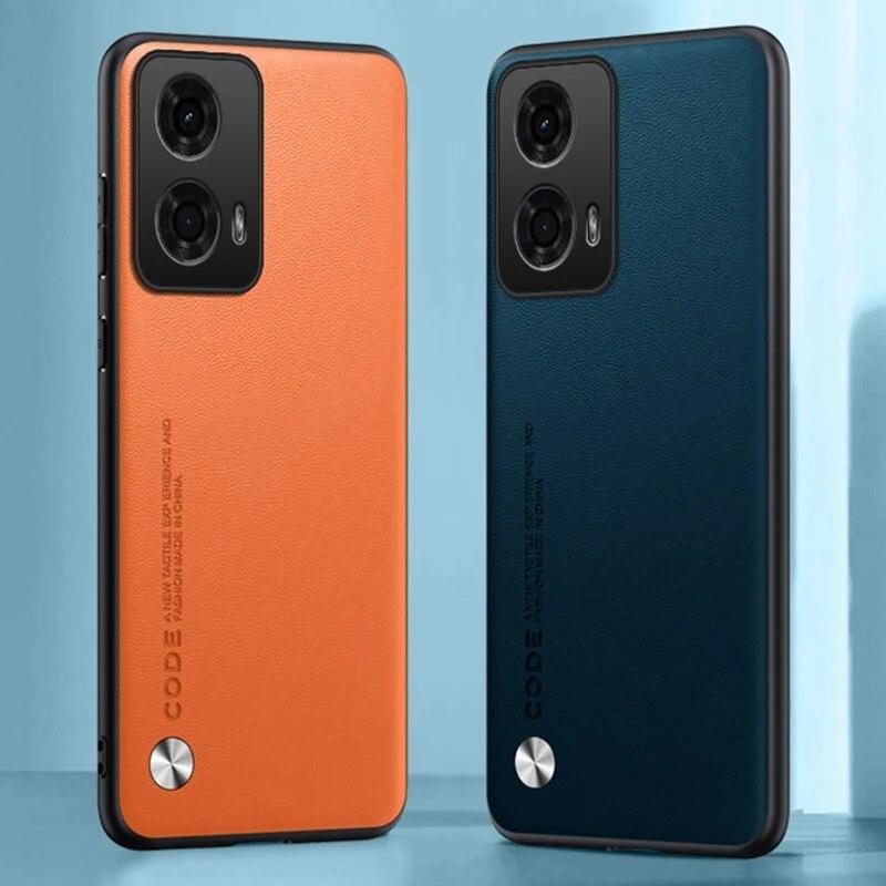 For Pu Case Leather Plain Motorola Moto G24 G 24 Back Cover Matte Silicone Shockproof Full Protection Soft Edge Phone Case For Moto G24 4g G84