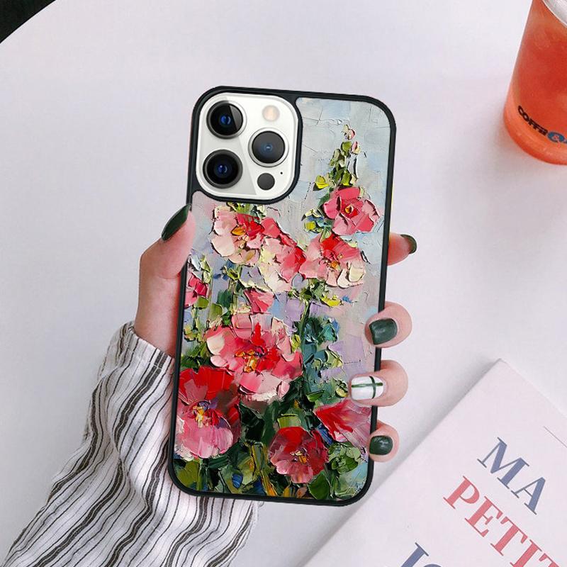 Oil Painting Boho Flower Art Phone Case For iPhone 17 Air 14 13 12 16Pro Max 15  Plus Cover Shell Max coque