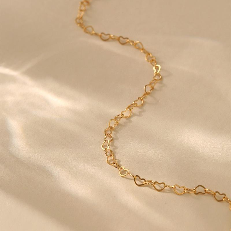 Heart Shaped Gold Plated Minimalist Light Luxury Womens Anklet