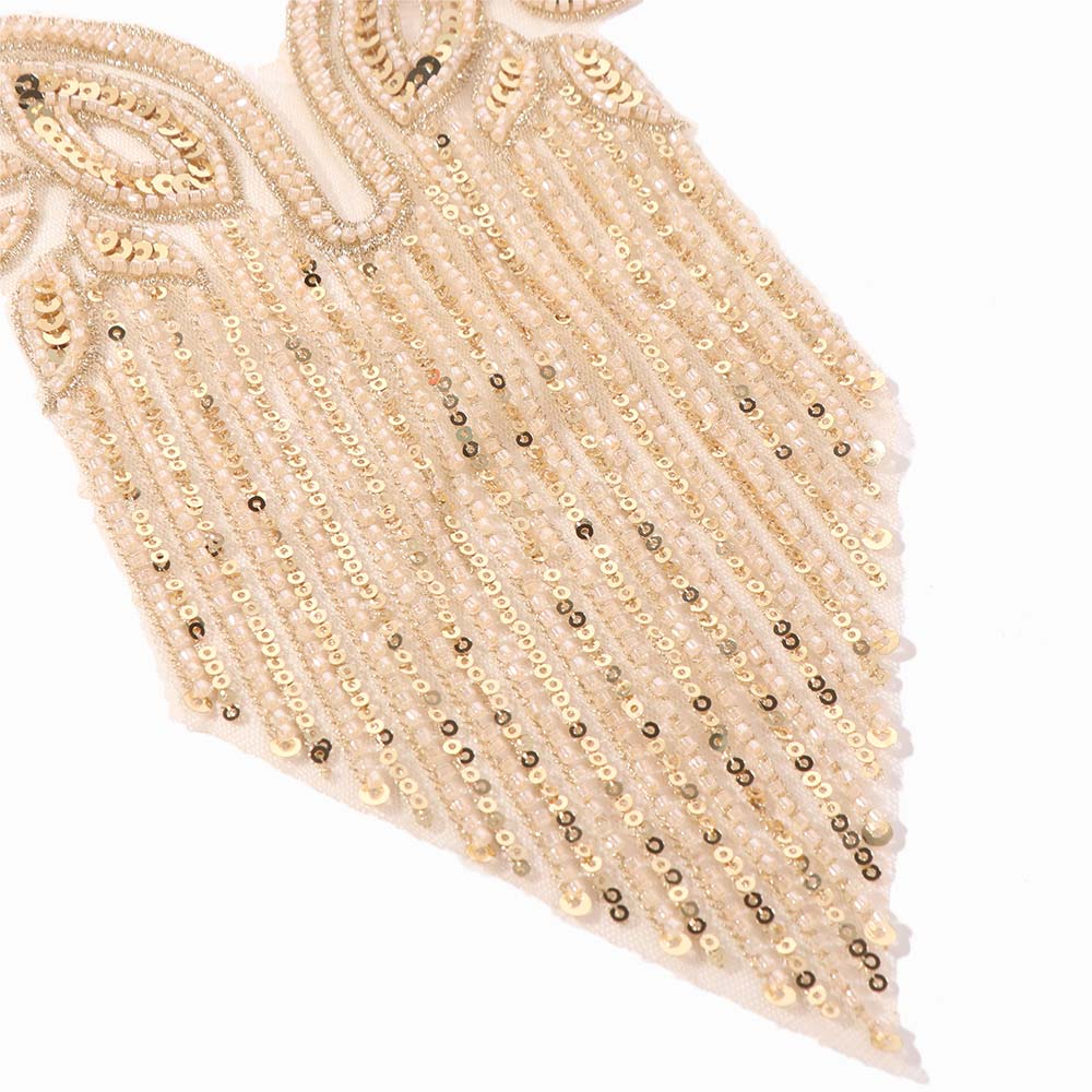 Dress Decorations Luxury Beads Applique Delicate Fashion Embroidery Applique Elegant Handmade Applique Patches Bridal Wear