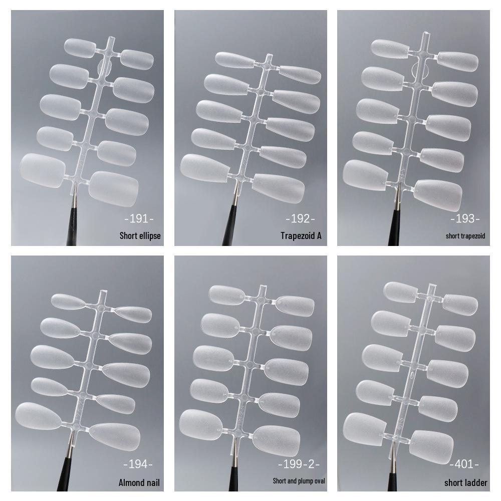 Pre-sized Frosted Ladder-Shaped Nail Tips - 100 Pcs, Thin & No Filing Needed