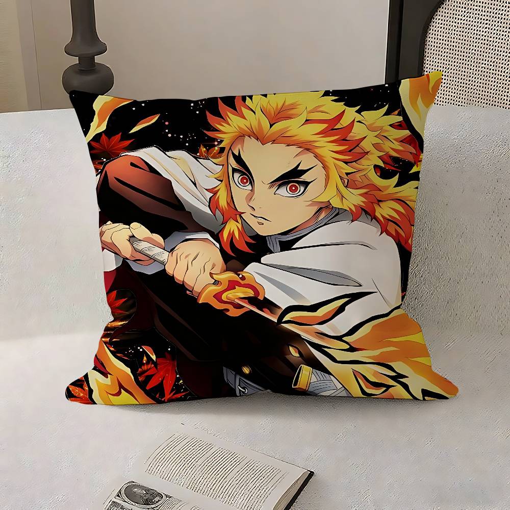 Cool K-Kyoujurou Rengoku Case Plush Fabric Soft Pillowcase Double Sided Print Cushion Cover Household Gifts