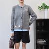 Three-dimensional Flower Crew Neck Knitted Cardigan Women's Autumn and Winter New Loose and Versatile Color Matching Sweater Jacket