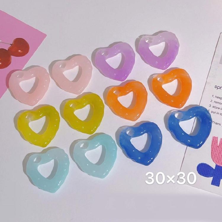 Irregular Colored Heart Beads Hollow Heart-Shaped Pendant DIY Resin Accessories
