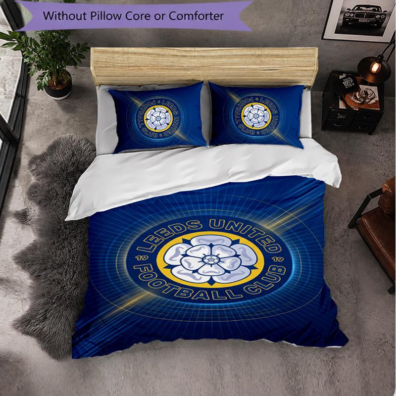 Leeds United Themed Bedding 3Pcs Duvet Cover Set Decorative Bed Linen For Teen Room Home Decoration