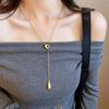 Simple Water Droplet Pendant Necklace For Women  Irregular Metal Smooth Long Y-Shaped Necklace Sweater Chain Jewelry