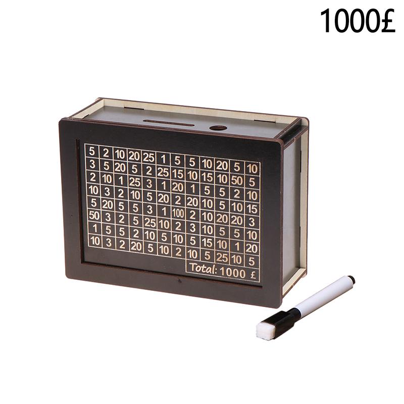 500/1000/2000/3000/5000/10 000 euro sparebøsse Sparegris Wood Money Bank Gjenbrukbar pengebøsse med sparemål og tallbokser