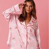 2023 Santa Claus Satin Print Two-Piece Homewear Pajama Set