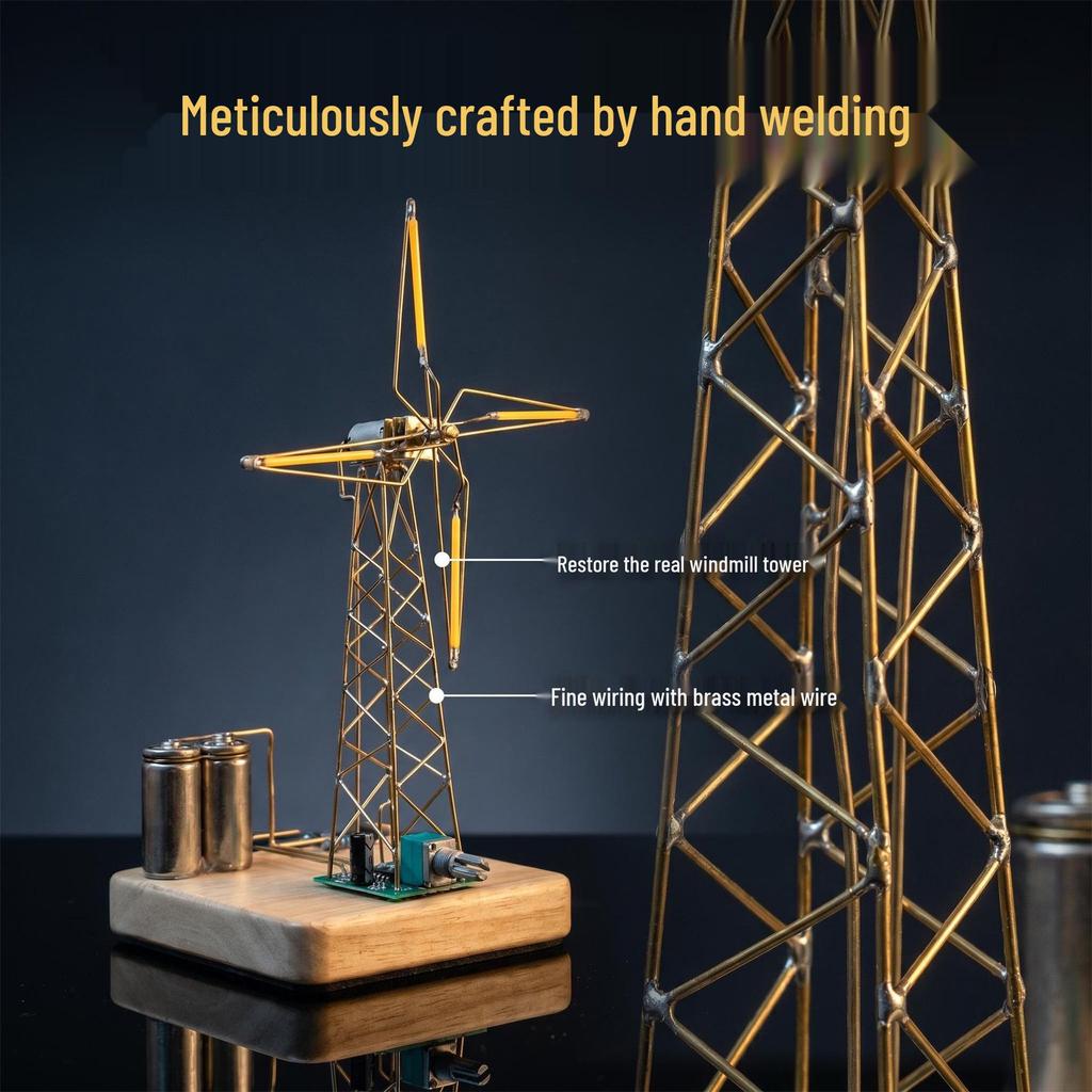 Drehbare Kupferdraht-Windmühlenleuchte: DIY Industrieller Eisenturm Kreative Lampe