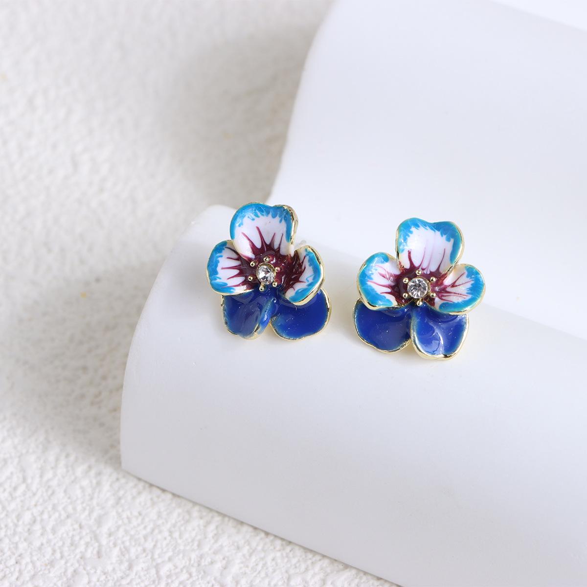 925 silver needle oil drop pearl flower earrings personalized design sweet Mori Phalaenopsis stud earrings wholesale