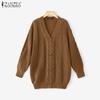 ZANZEA Women Long Sleeve Buttons Up Casual Loose Knitted Sweaters Cardigan