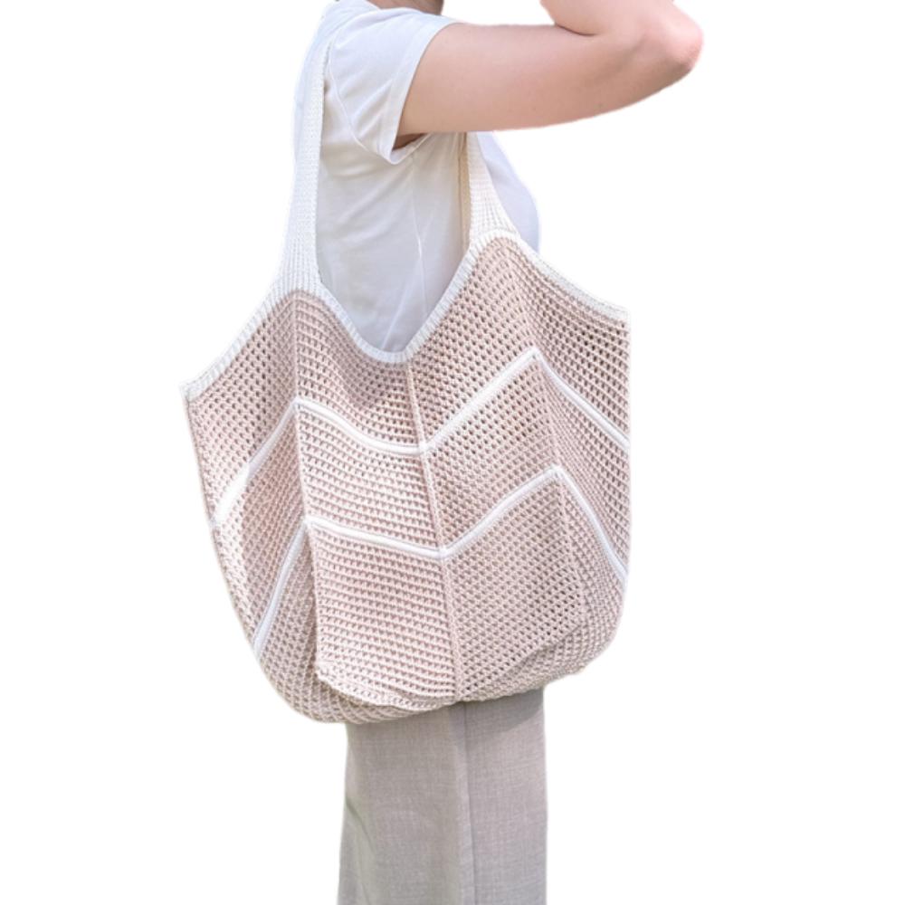 Sweet Knitted Shoulder Bag Hollowed Out Beach Bag Fashion Crochet Tote Bag  Summer