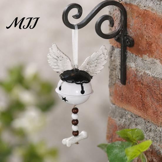 Outdoor Halloween Decoration Jingle Bell Ornament, Gothic Bull Skull/Angel Wings Hanging for Tree, Party Home Decor Decorative