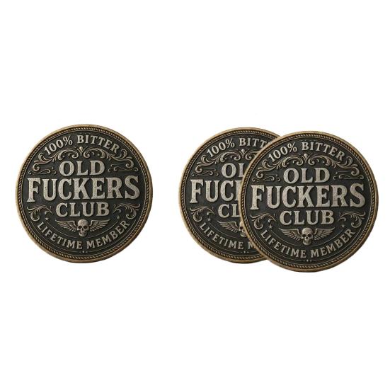 Old F*ckers Club Coin Retro Funny Lifetime Member Still Kicking Challenge Coin Rebellious Collectible Keepsake Coin Gag Gift for Retirement Birthday