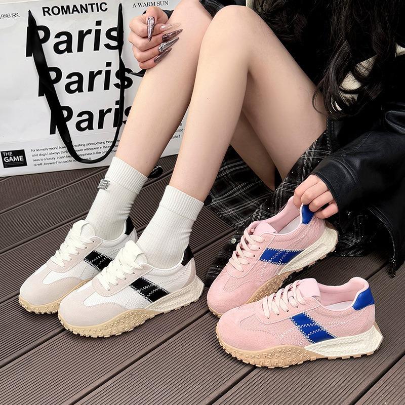 Inner height increase, red new thick-soled white shoes for women, light soft-soled casual sports shoes for women