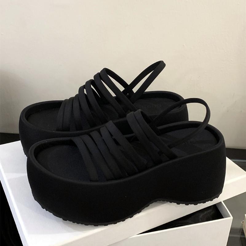 

Fashion Cute Thick Bottom Platform Sandals Women Fashion Ankle-Wrap Flats Summer Comfort Casual Shoes Wedge Gladiator Sandals Beach Shoe 39 чёрный