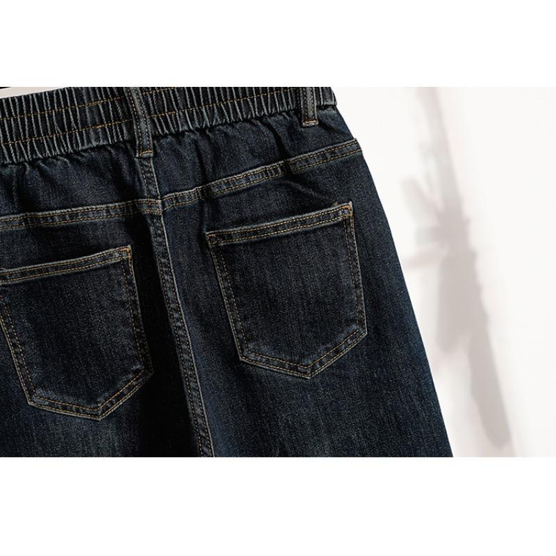 Dimanaf 2025 Plus Size Autumn Women Jeans Elastic  Pants Denim Female Basic Blue High Waist Oversize New Pants 5XL