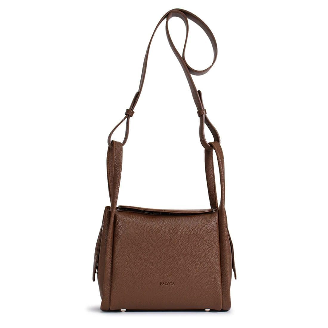 

Barcos Shrink Leather 2-Way HandbagShoulder Bag with Two Handle Straps. Simple, sophisticated, and practical for long-lasting use. Brown.
