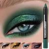 Lápiz Sombra de Ojos Verde Oscuro Ahumado 12 Colores Metálico Glitter Sombra de Ojos Lápiz Iluminador Herramienta de Maquillaje Impermeable Nacarado