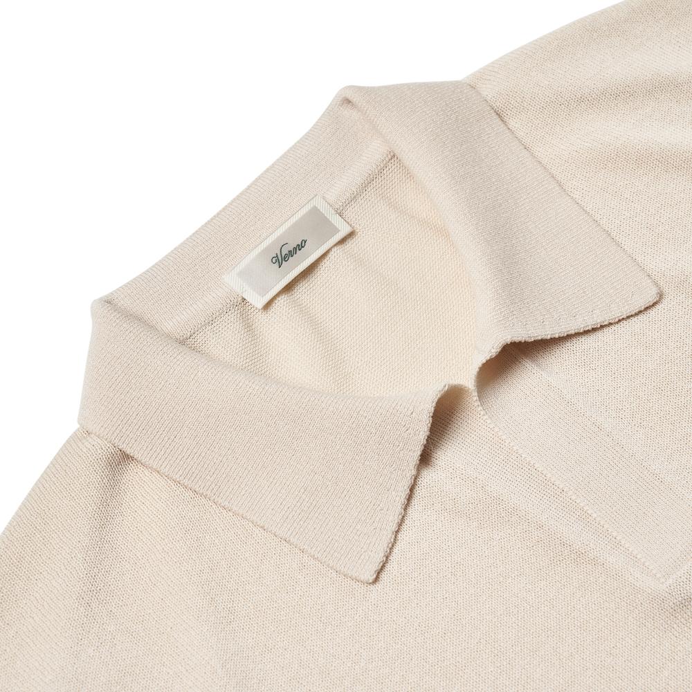 VERNO Linen Like Open Collar Knit Ivory