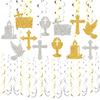 Spirals Hangings Suitable For Communion Handmade Crosses Doves Streamers Elegant Handmade Ceiling Decorations